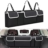 VAGCARS Kofferraum Organizer Auto,Wasserdicht Oxford-Stoff Rücksitz Kofferraumtasche,Faltbarer Aufbewahrungstasche mit 4 Taschen,Verstellbar Universell Aufbewahrungsbox für die Meisten Fahrzeuge