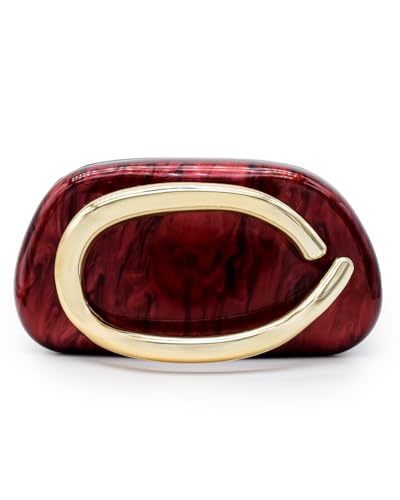 Image of Evening Clutch Purse for Women, PU Leather Wedding Guest Clutch Metal Chain Shoulder Bag, Crossbody Purse