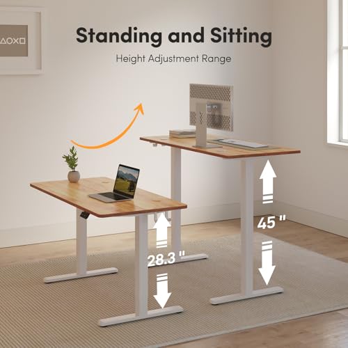Image of FEZIBO Electric Standing Desk, 48 inch x 24 inch Adjustable Height Sit /Stand Desk for Home Office, Ergonomic Workstation Computer Desk, Light Rustic