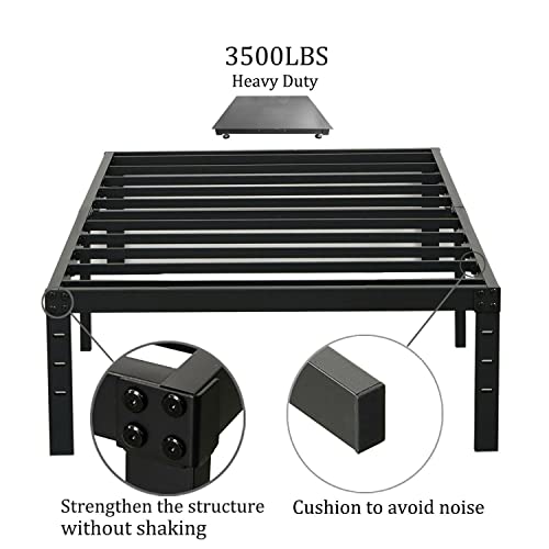 Wulanos Twin Xl Size Bed Frame, 3500Lbs Heavy Duty Metal Frames With Steel Slats Support 14 Inch High Platform Bedframe With Storage, No Box Spring Needed, Sturdy And Durable Noise-Free, Black #TOP3