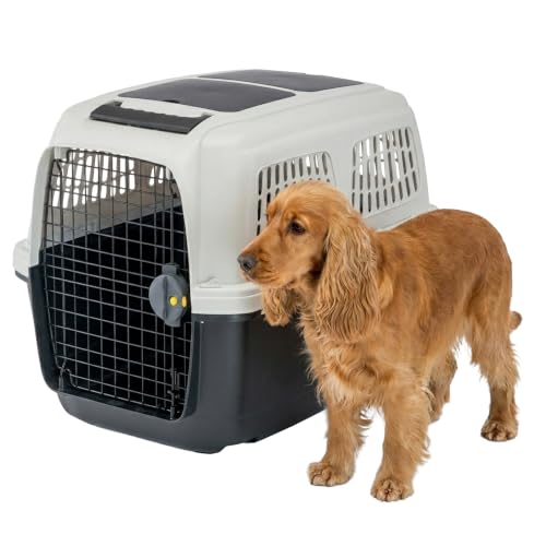 Ferplast Trasportino Cane CLIPPER PLUS, IATA, per Taglia Media Max 20 Kg, Rigido, Chiusura Sicura, Doppio Vano per Accessori, Maniglia Estraibile, 71 x 50 x h 51 cm