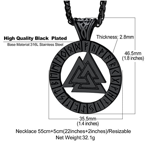Collar vikingo con runas amuleto triángulo nórdico y cadena ajustable Bandmax 6