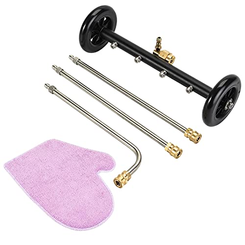 JMILY Washer Pressure Washer Undercarriage Cleaner, 16 Inch Undercarriage Washer, Pressure Washer Under Car Cleaner with 2 Pcs Extension Wand 1 Pc 90Â° Angled Wand and 4 Nozzles,4000 PSI