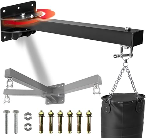 Senshi Japan Soporte de saco de boxeo montado en la pared con barra de dominadas, diseño de una pieza que soporta hasta 500 kg, barra de barbilla para exteriores y gimnasios de boxeo (soporte
