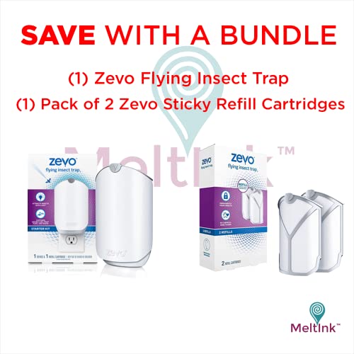 Meltink Zevo Indoor Flying Insect Trap For Fruit Flies, Gnats, And House Flies (1 Plug-In Base + 3 Refill Cartridge) #TOP1