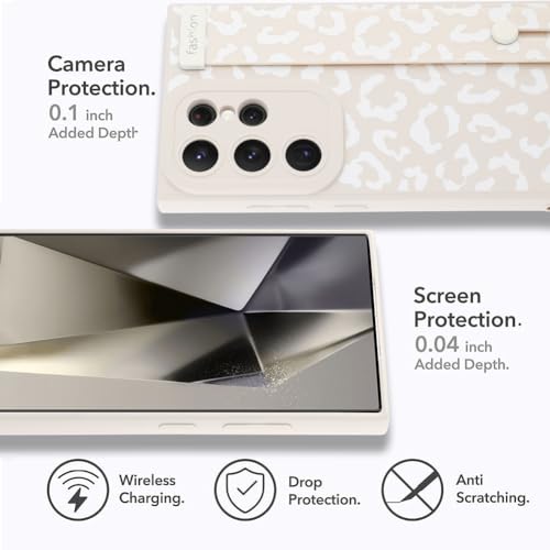 Image of Compatible with Samsung Galaxy S24 Ultra Case with Strap Wrist White