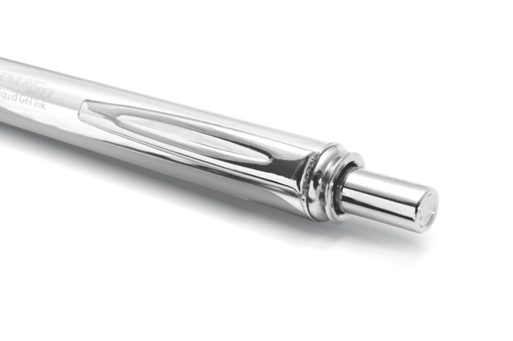 Pentel EnerGel Sterling BL407 A 0, mm, meccanismo A pressione, inchiostro Gel-Penna con rivestimento in metallo, colore: nero