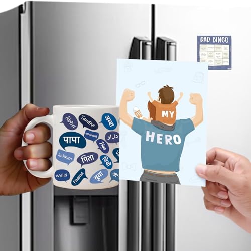 Image of Party Propz Birthday Gift for Dad - 3 Pcs Set with Greeting Card, Fridge Magnet, and Coffee Mug - Gift for Father Birthday from Daughter, Son