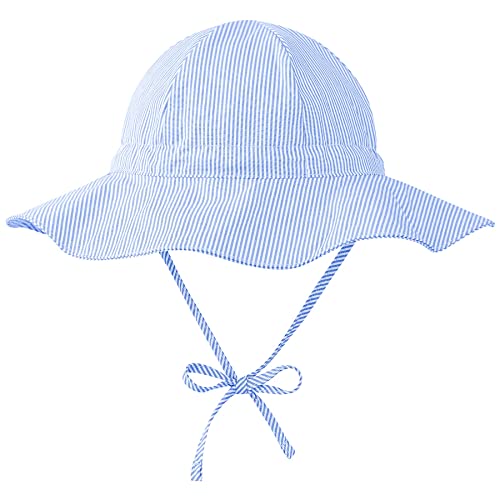 Image of Zando Baby Sun Hat UPF 50+ Toddler Sun Protection Bucket Hats for Boys Girls Infant Wide Brim Beach Hat Baby Bucket Hat 0-4T
