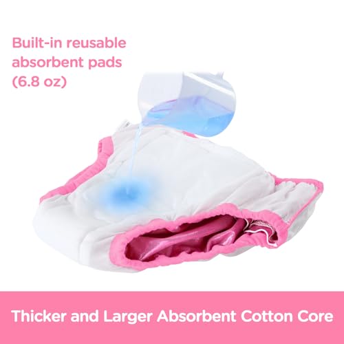 Image of Littleforbig Comfortable Washable Reusable Ruffled Lace Bow Pretty Shiny Glitter Waterproof Adult Training Pants
