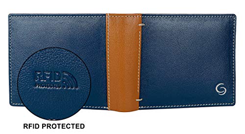 Image of Florence Genuine Leather Wallet for Men I 3 Credit /Debit Card Slots I 2 Secret compartments I 1 Coin Pocket & 2 Currency Compartments -Blue