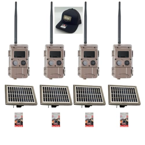 Cuddeback Cuddelink 4 Blackflash Cameras L Series 4 Solar Power Banks PW-3600 4 16GB SD Cards 1 Hunters Warehouse Hat New