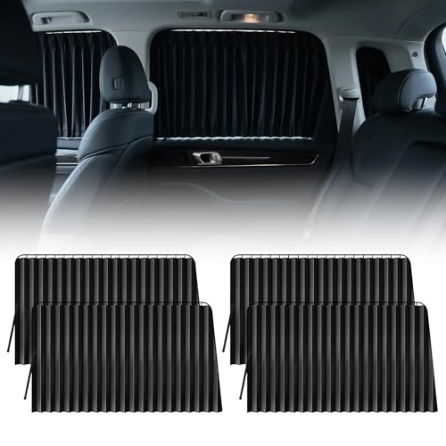 WODHMIEY 4 Pack Car Window Covers,Car Window Shades,Universal Black Side Window Shades,99% Glare Car Curtains for Sedans, SUVs, and Off Road,Front: 45x80cm,Rear: 90x45cm