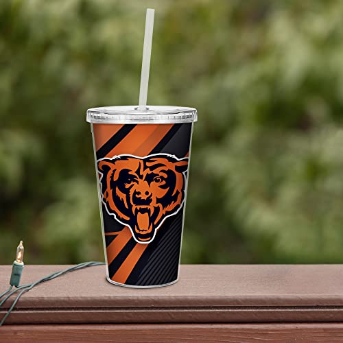 Image of Rico Industries NFL Football 16oz Clear Tumbler W /Straw for NFL Fans