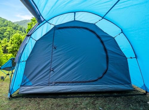 Image of 4 Person Camping Tent | Waterproof 1200mm | Ventilation Windows |Portable | ET1104 | Aqua Blue