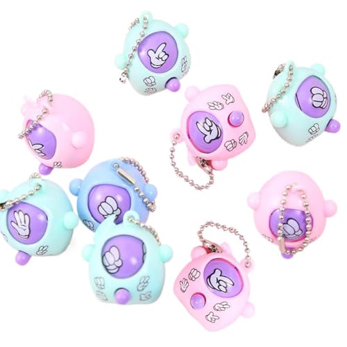 Random Color Rock Paper Scissors Button Keychains - Fun Guessing Egg Pendant, for Bag Car Backpack Hanging Ornament (30 Pcs)