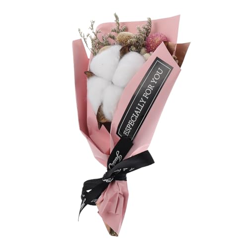 Ramo de flores de algodón seco natural decorativo rosa miniatura 1