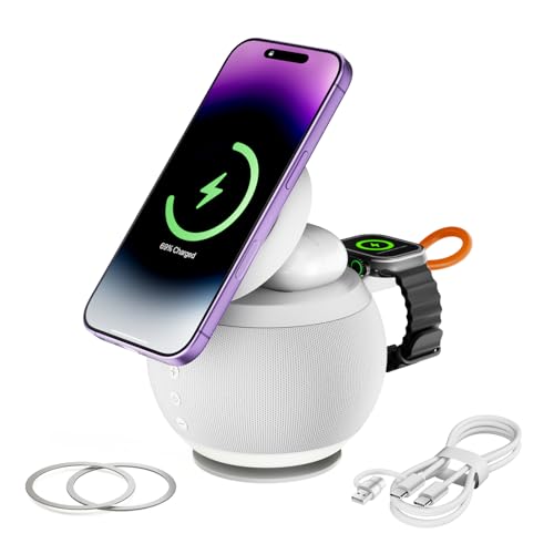 NITEFLARE 5 in 1 Wireless Charging Station with Bluetooth...