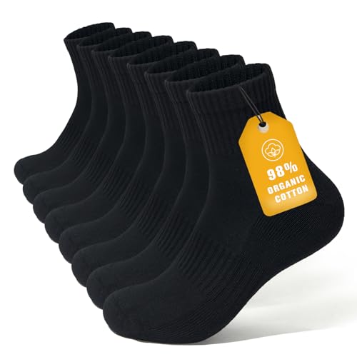 Brula Mens 98% Cotton Cushioned Ankle socks Moisture-wicking Breathable Soft Athletic Sport Quarter Socks