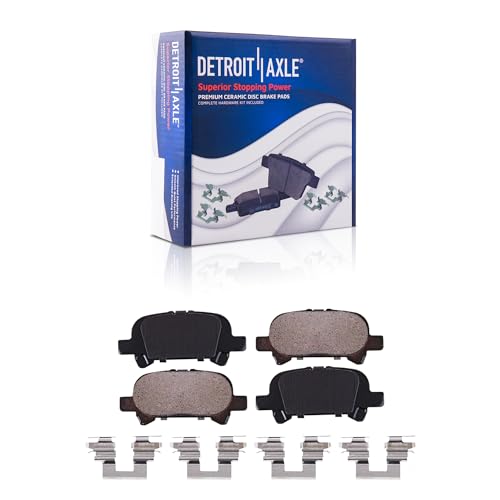 Image of Detroit Axle - Rear Brake Kit for 2000-2001 Toyota Camry, 1999-2003 | Toyota Solara, Drilled Slotted Disc Brake Rotors Ceramic Brake Pads Replacement 10.59 inch Rotor