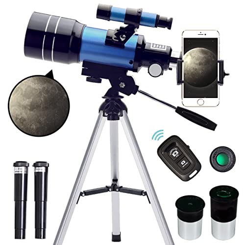 ToyerBee Telescope for Adults & Kids, 70mm Aperture (15X-150X) Portable Refractor Telescopes for Astronomy Beginners, 300mm Professional Travel Telescope with A Smartphone Adapter& A Wireless Remote