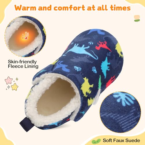 JOINFREE Toddler Slippers Boys Girls Adjustable House Shoes Barefoot Sock Shoes with Rubber Sole Baby Comfort Warm Indoor Outdoor Walking Shoe3