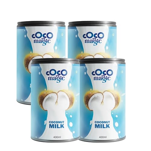Image of Cocomagic Coconut Milk 400Ml, [ 12% Fat, Pack of 4, Natural unsweetened, Made in India] Used For Cooking & Baking Purposes