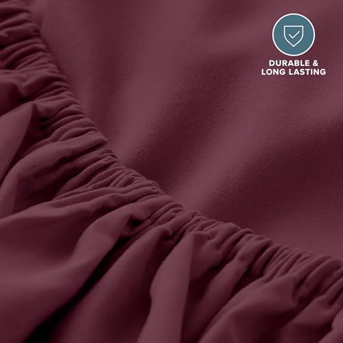 Bare Home Twin XL Fitted Sheet - 1800 Ultra-Soft (Twin XL, Burgundy) - image 5