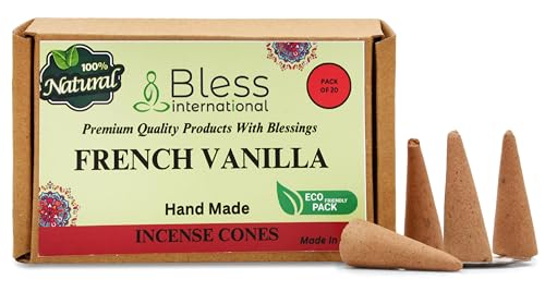 Bless International French-Vanilla 100%-Natural-Incense-Cones Handmade-Hand-Dipped Organic-Chemicals-Free for-Purification-Relaxation-Positivity-Yoga-Meditation The-Best-scents (20 Count) - Image 2