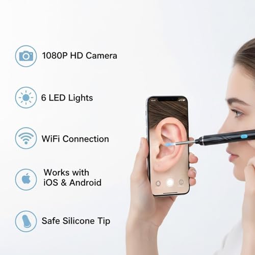 Image of Signamio Ear Cleaner Tool with Camera - HD Ear Wax Removal Tool with WiFi Connection, LED Light Endoscope Ear Cleaning Tool Kit for Safe and Effective Cleaning