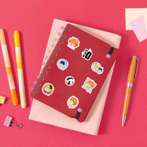 Image of Pack of 70 Haikyu!! Anime Vinyl Stickers | Waterproof Self-Adhesive Decals for Laptop, Water Bottle, Mobile, Journal, Scrapbook, Luggage, Helmet & DIY Decoration | Volleyball Theme |