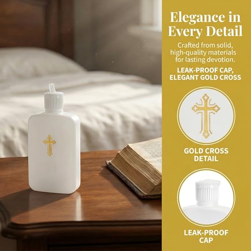 Image of Hiceeden 12 Pack 100ML Water Bottles with Gold Cross Pattern, Plastic Easter Catholic Christian Water Bottle Container, Portable Empty Flask for Easter Party Decor, White (3.4oz)
