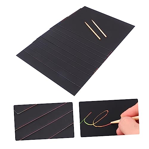 HANABASS 2 Pack Scratch Paper for Creative DIY Art Projects Safe and Drawing Scratchboard for Home and Nursery Use Black