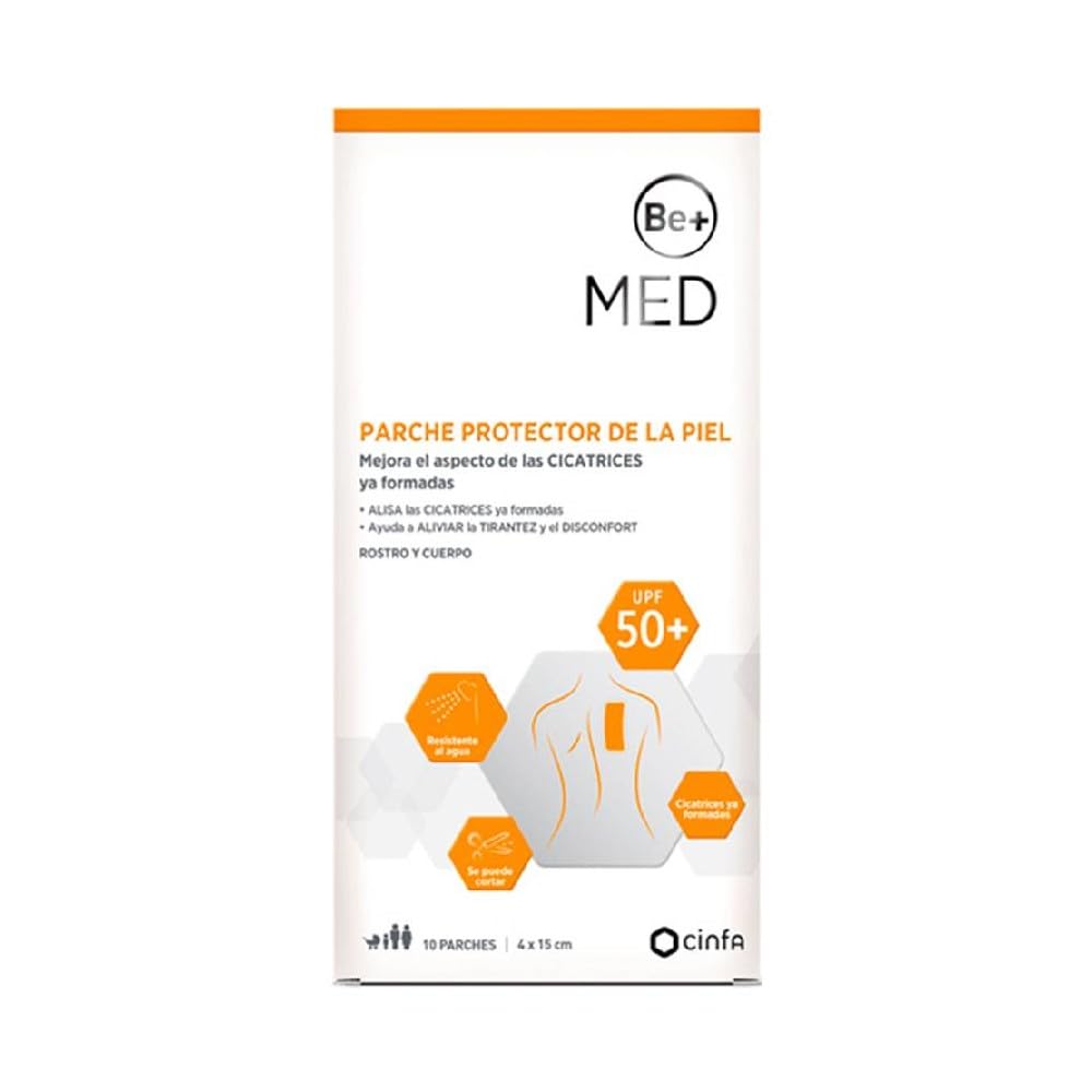 Be+ Med 10 Patch Protective Patches Skin SPF 50+ - Bio-elastyczne plastry z kwasem hialuronowym - Wodoodporna ochrona przed promieniowaniem UVA - Pomaga Poprawić Wygląd Skóry - Możliwość przycięcia