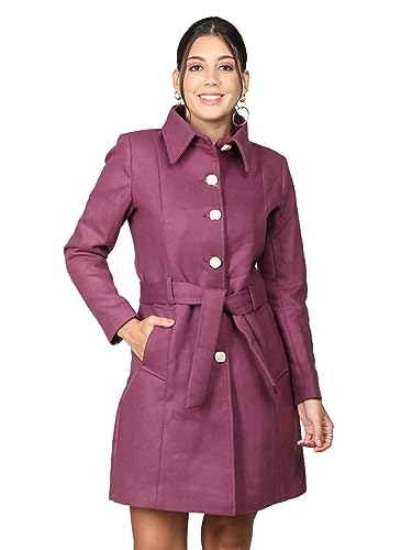 Image of CHKOKKO Women Chic Winter Coat Single Breasted | Knee Length Design with Buttoned Closure and Practical Front Side Pockets for Stylish and Comfortable Wear