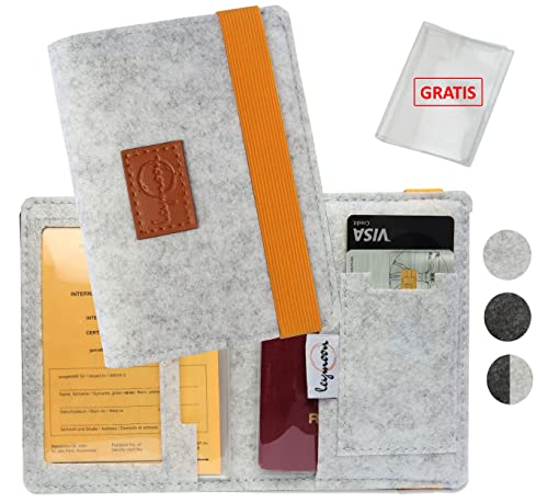 leymoon - Set Impfpass Hülle aus hochwertigem Filz perfekt zum Schutz von Impfausweis und Reisepass. Geeignet für Kinder und Erwachsene.(93 mm x 130 mm (Impfpasshülle GRAU) …
