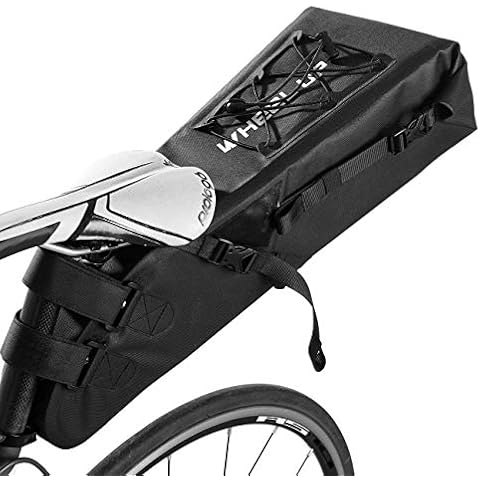 Bike Saddle Bag, MOOZO 100% Waterproof 10L Bicycle Seatpost Saddle Pannier Cycling Storage Under Seat Pack Tail Pouch Repair Kit Bag Foldable Mountain MTB Bike Rear Rack Seat Bag with Reflective Strip Cover