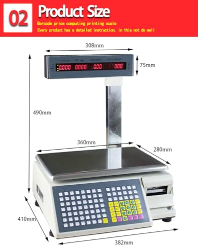 Báscula Comercial Digital con Impresora Térmica 15kg LCD miniatura 4