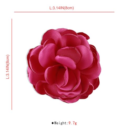 Image of Handmade Satin Fabric Rose Flower Extra Large Big Brooches Lapel Pins for Women Elegant Vintage Big Camellia Flower Brooch Pin for Women Girls Wedding Part Dance Dress Suit Clothes Accessories Jewelry Gifts