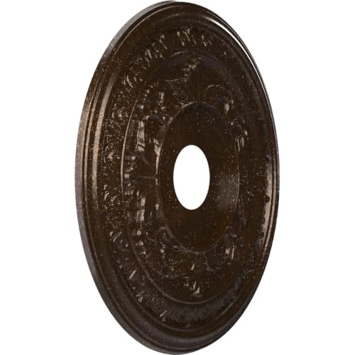 Image of Ekena Millwork CMP19BAAMB Baltimore Thermoformed PVC Ceiling Medallion (Fits Canopies up to 7 3 /4 inch), 19 inchOD x 3 1 /2 inchID x 1 inchP, Textured Metallic Mystic Brown