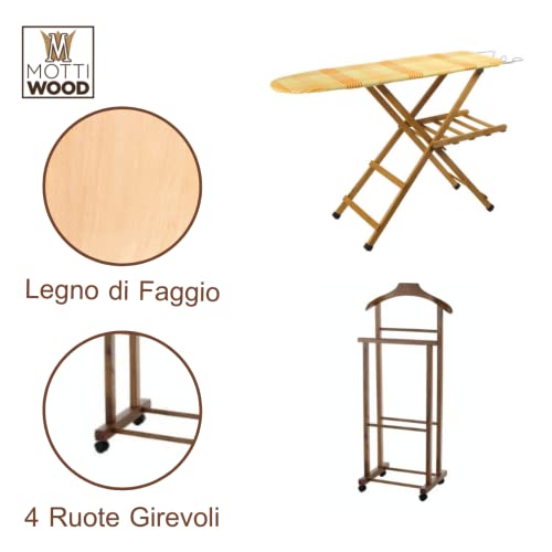 Set 1 Asse da Stiro + 1 Indossatore Noce, Legno di...