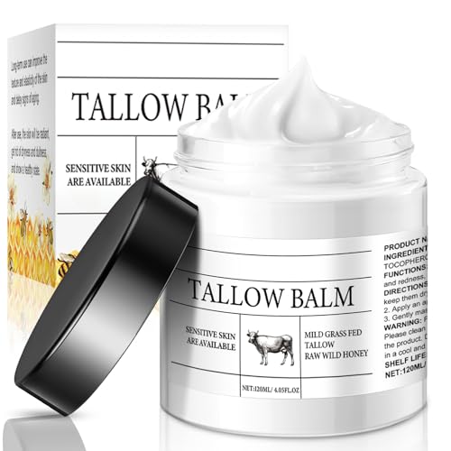 Grass-Fed Beef Tallow for Skin, Organic Beef Tallow for Face 4 Oz...