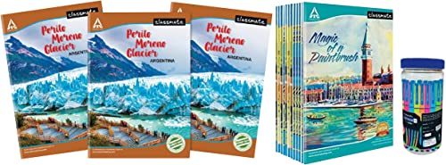 Image of Classmate Long Notebook - 140 Pages, Single Line (Pack of 12) & Octane Neon- 25 Blue Gel Pens Long Book - Unruled, 140 Pages, Pack Of 3