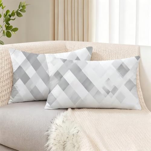 Housse de coussin velours blanc 50x90cm fermeture invisible pour canapé confortable - 6
