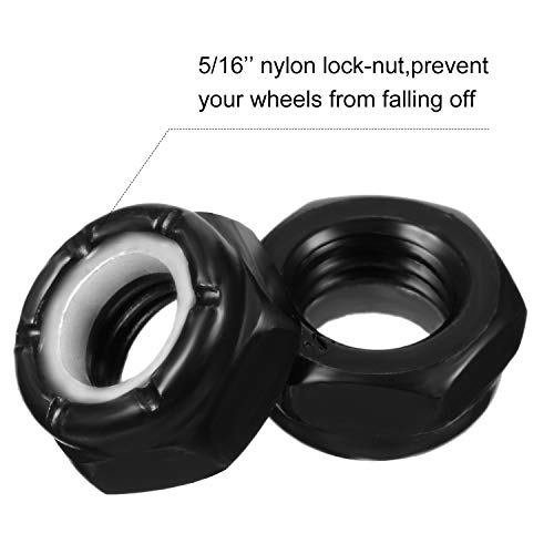 56 Pieces Skateboard Truck Hardware Kit Includes 8 Pieces Spacers, 8 Pieces Axle Nuts And 40 Pieces Speed Rings For Skateboard And Longboard #TOP2