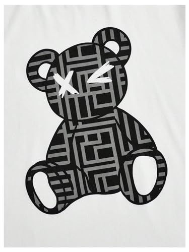 Men's 2 Piece Tracksuits Set Short Sleeve Cartoon Bear Graphic Tees and Camo Shorts Gym Clothes3