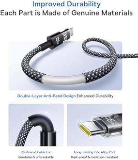 Baseus USB C Cable, 100W 5A Fast Charging USB C Charger Cable with LED Displa...