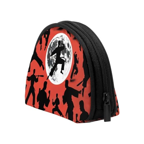 Portable Coin Purse Martial-Artists Mini Zippered Money Pouch Card Holder4