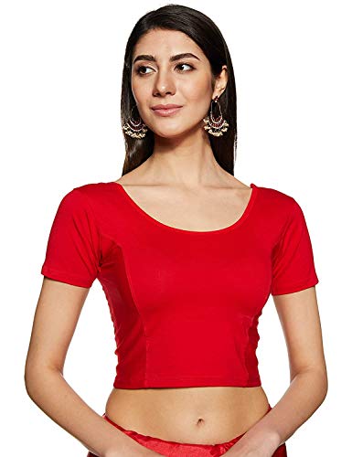 Women's Cotton Lycra Stretchable Readymade Saree Blouse Red