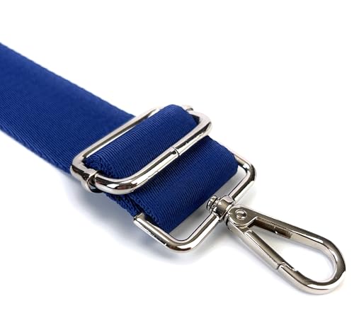 Image of Royal Blue Purse Strap with Silver Hardware 1-1 /2 Inch Wide Solid Color Replacement Crossbody Guitar Style Shoulder Strap for Handbags Totes